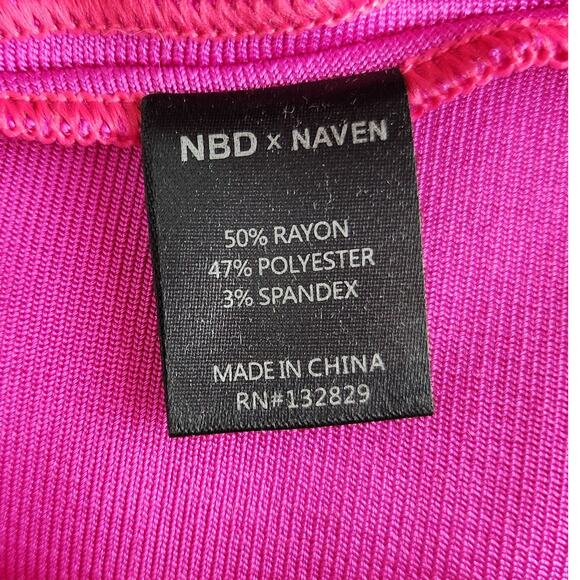 NBD x Naven Pippa Magenta Bandage Bodysuit with Cut-Out Waist & Back Small - Picture 10 of 11